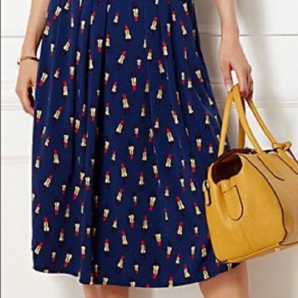 NY & CO EVA MENDES Lipstick Print A-line Midi Skirt Retro Pinup Novelty SZ 20